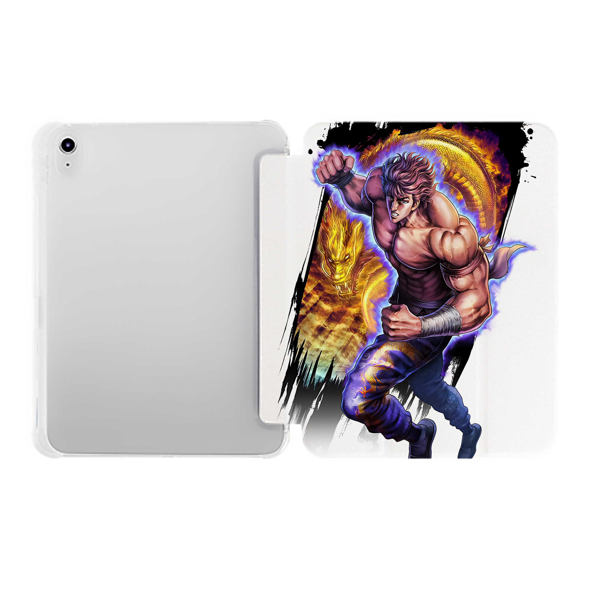 （画像用） 北斗の拳 Fist of the North Star IPad ケース ペン収納付き 三つ折りスタンド PUレザー×シリコン 対応機種9.5/10.5/10.9インチ